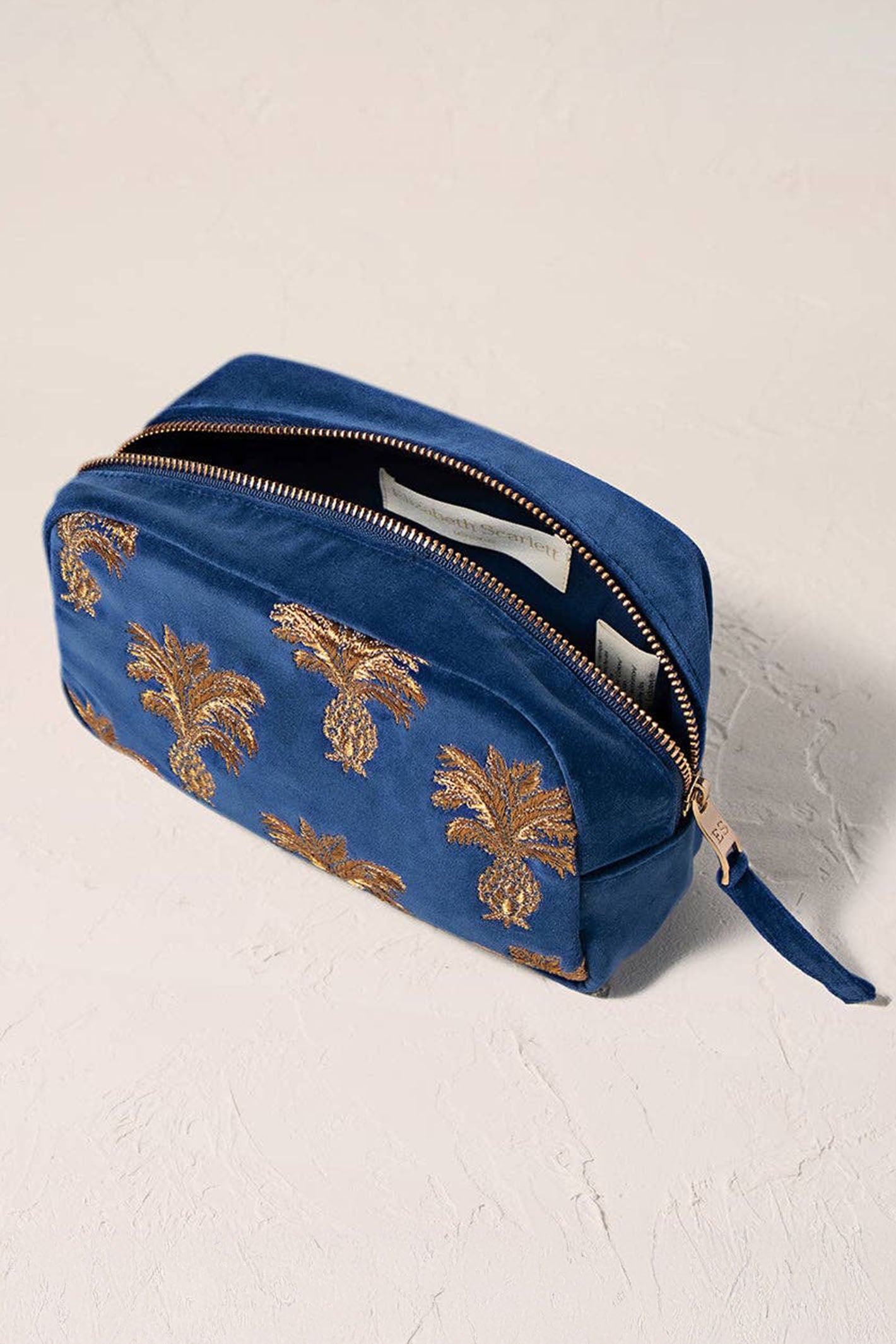 Elizabeth Scarlett Cobalt Pineapple Velvet Makeup Bag