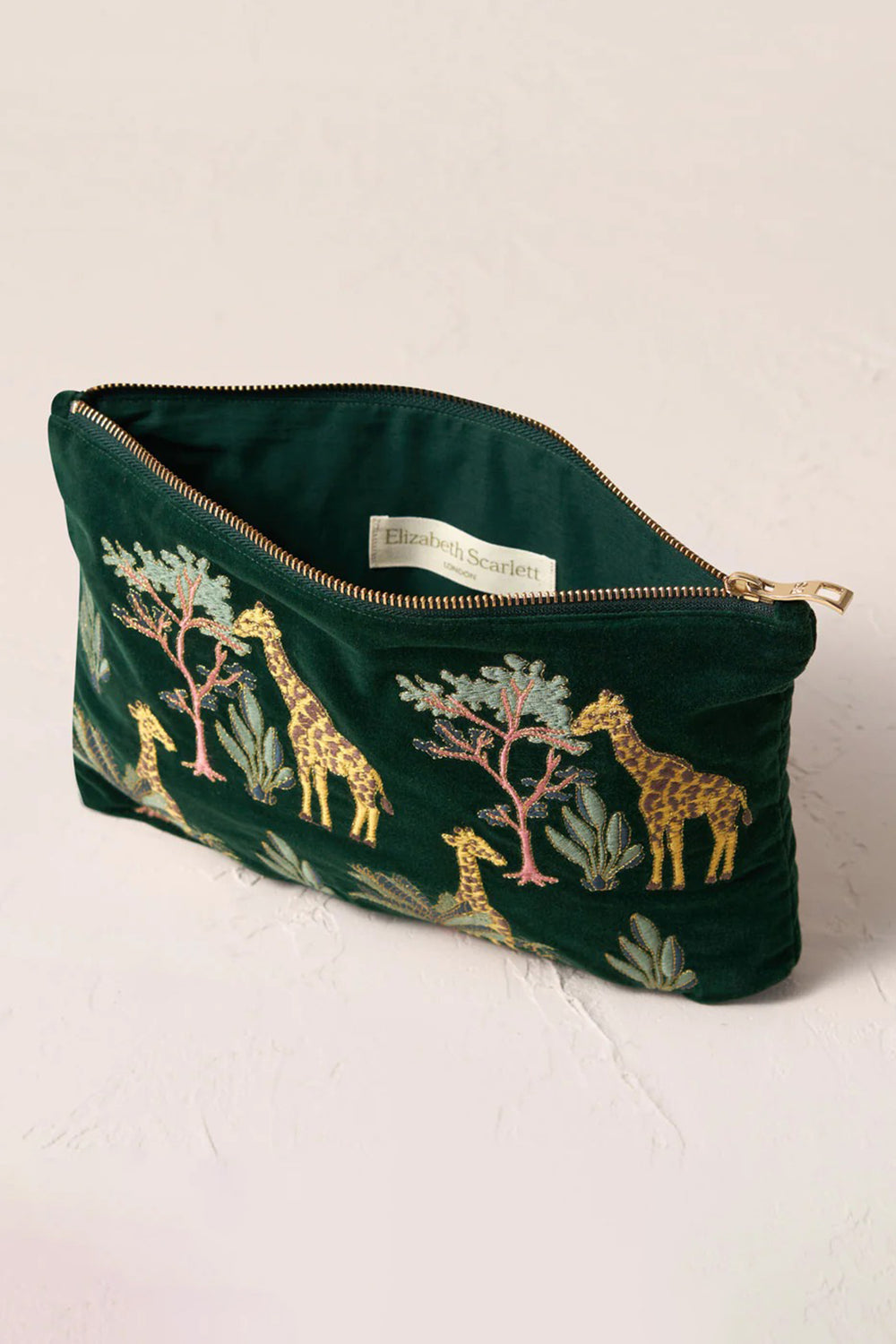 Elizabeth Scarlett Green Giraffe Everyday Velvet Pouch