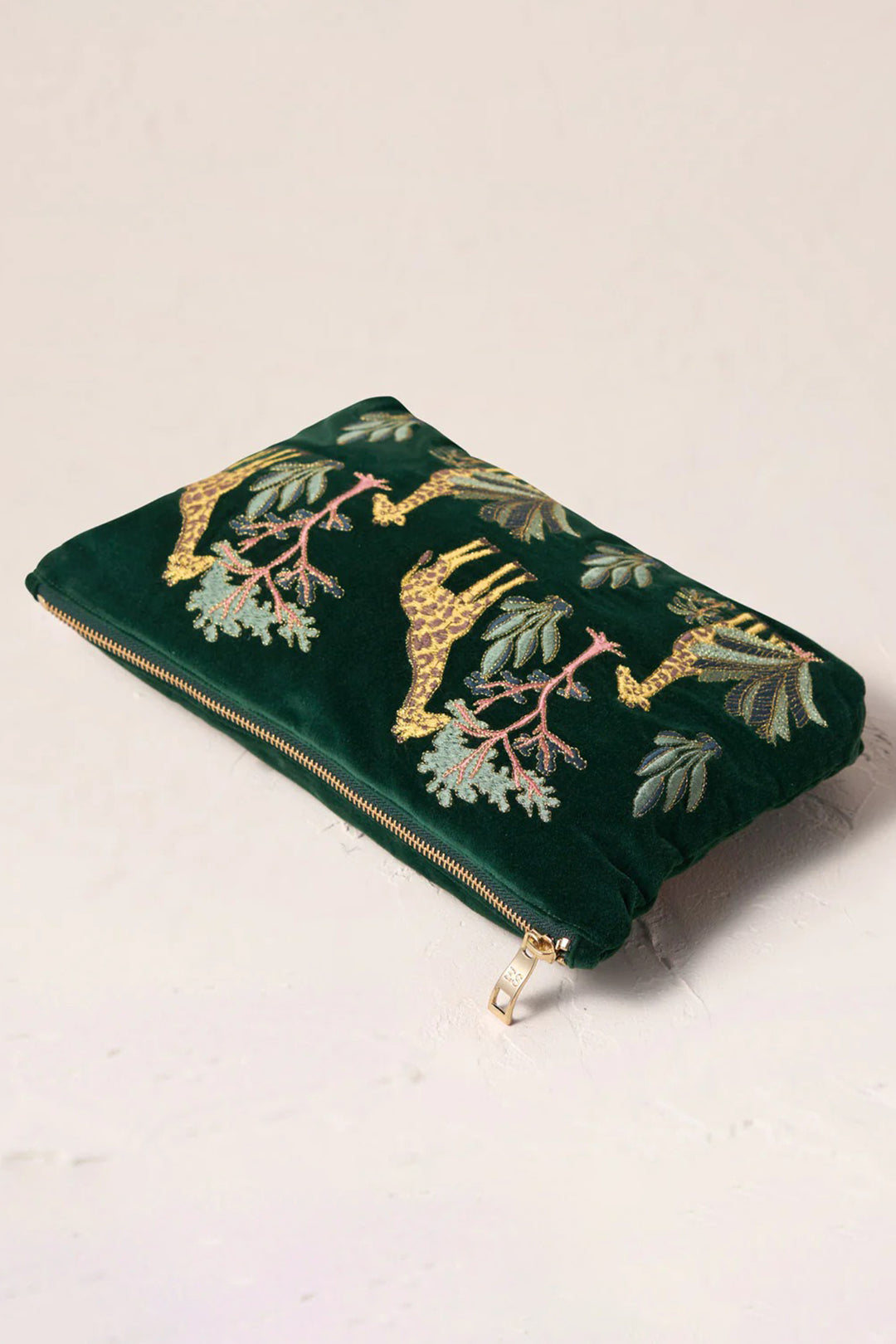 Elizabeth Scarlett Green Giraffe Everyday Velvet Pouch