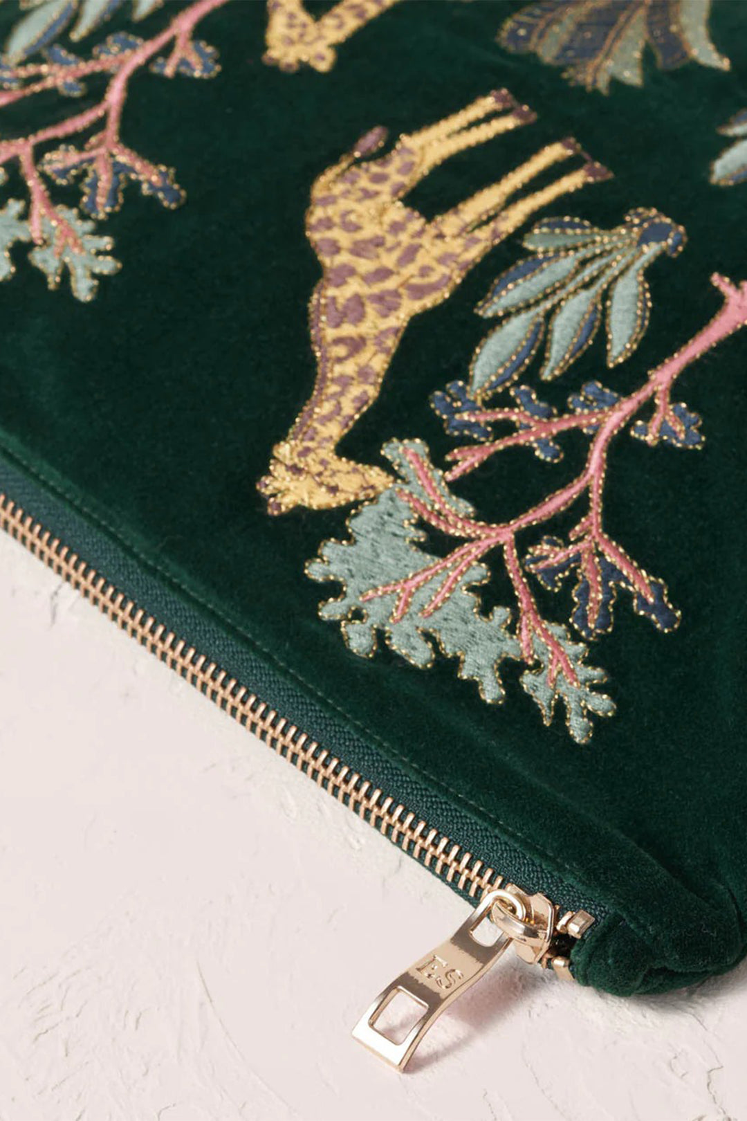 Elizabeth Scarlett Green Giraffe Everyday Velvet Pouch