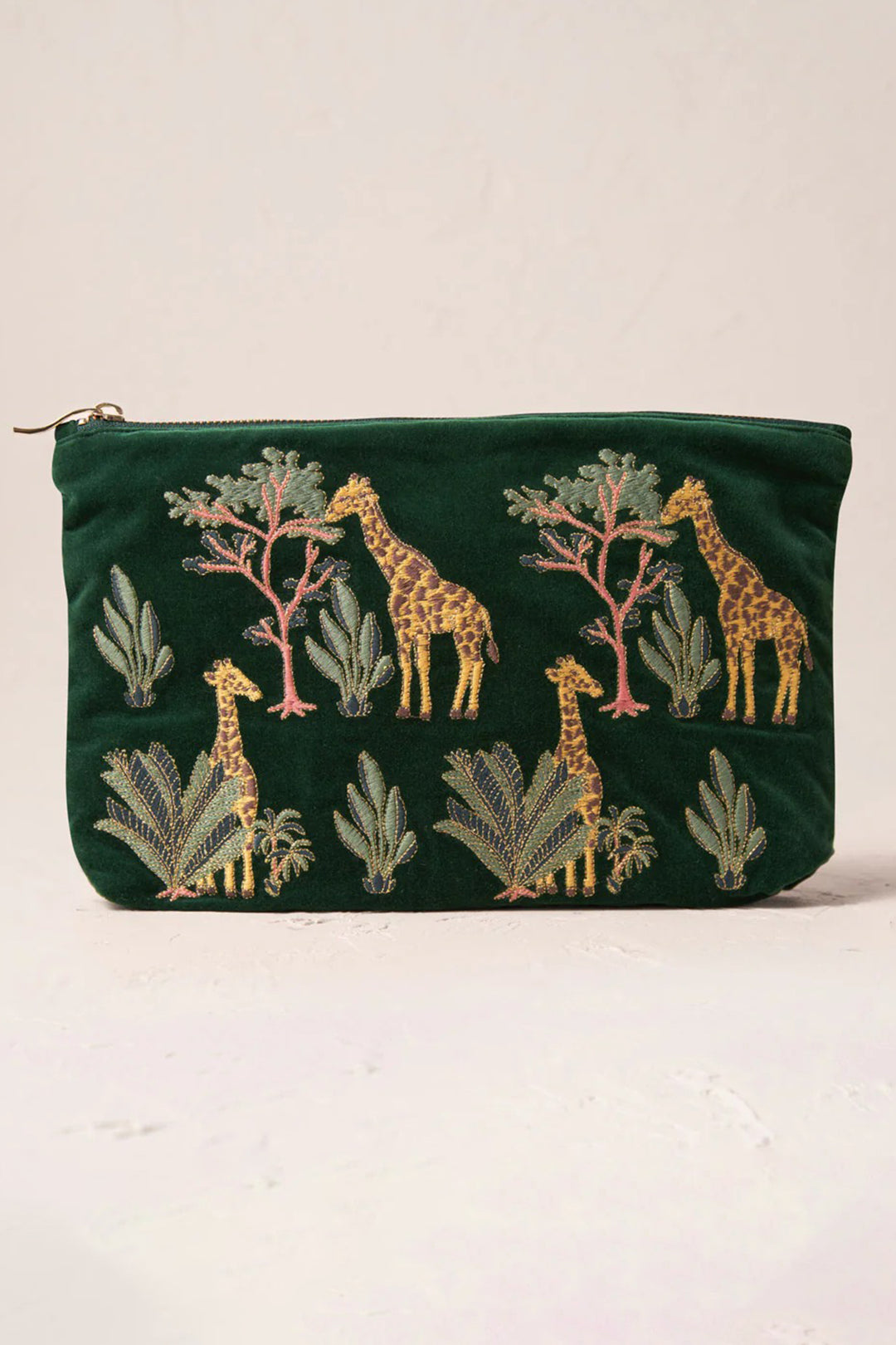 Elizabeth Scarlett Green Giraffe Everyday Velvet Pouch