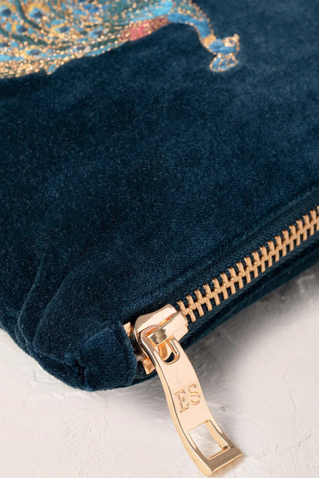 Elizabeth Scarlett Ink Blue Peacock Floral Mini Pouch