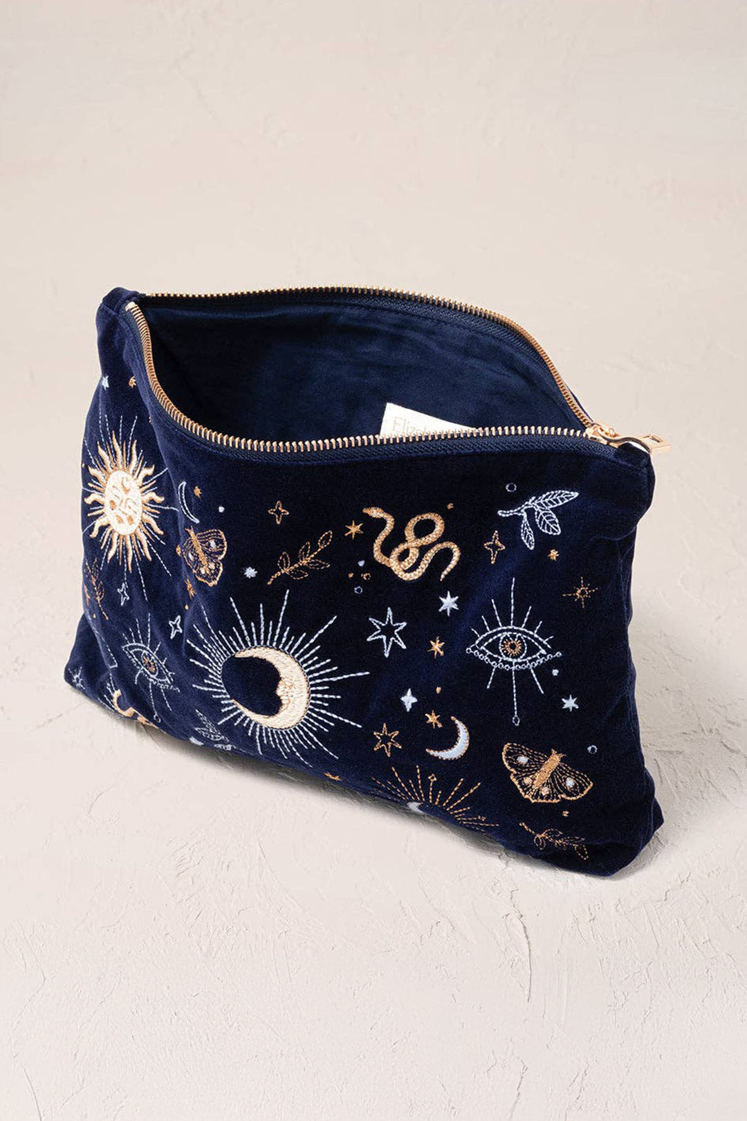 Elizabeth Scarlett Navy Boho Mysticism Everyday Velvet Pouch - Experience Boutique