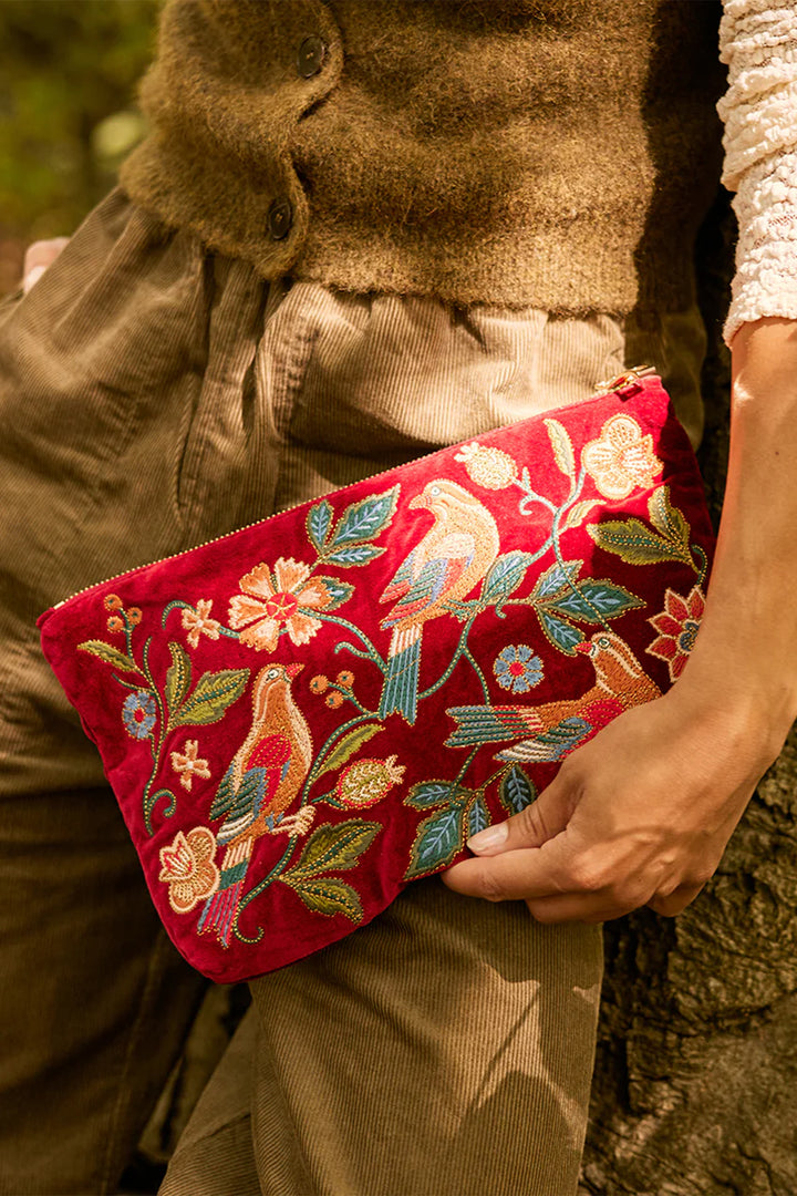 Elizabeth Scarlett Rouge Botanical Birds Everyday Pouch