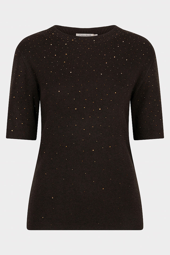 Esqualo 02539 Cacao Brown Gem Knitted Top, front