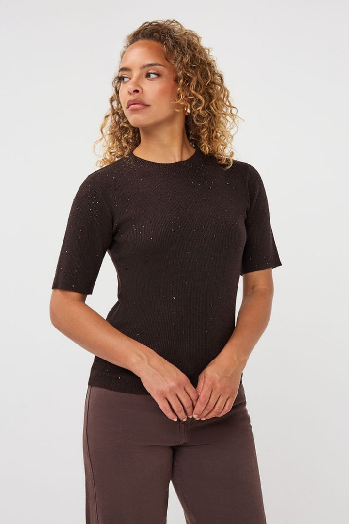 Esqualo 02539 Cacao Brown Gem Knitted Top