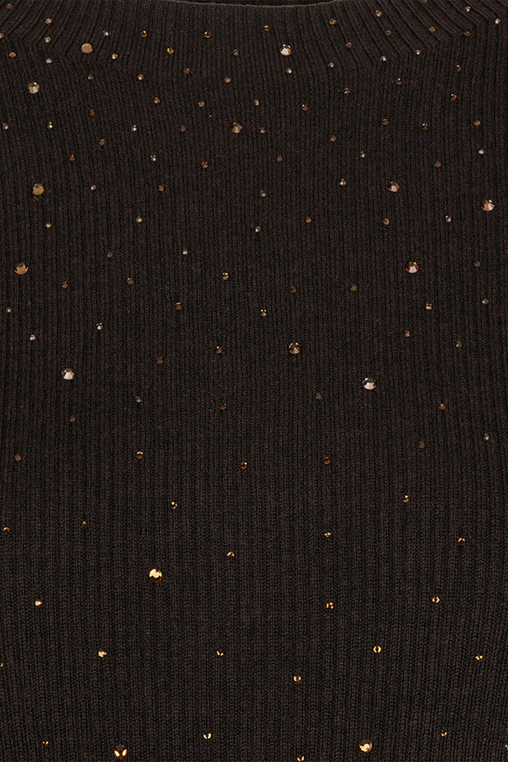 Esqualo 02539 Cacao Brown Gem Knitted Top, detail
