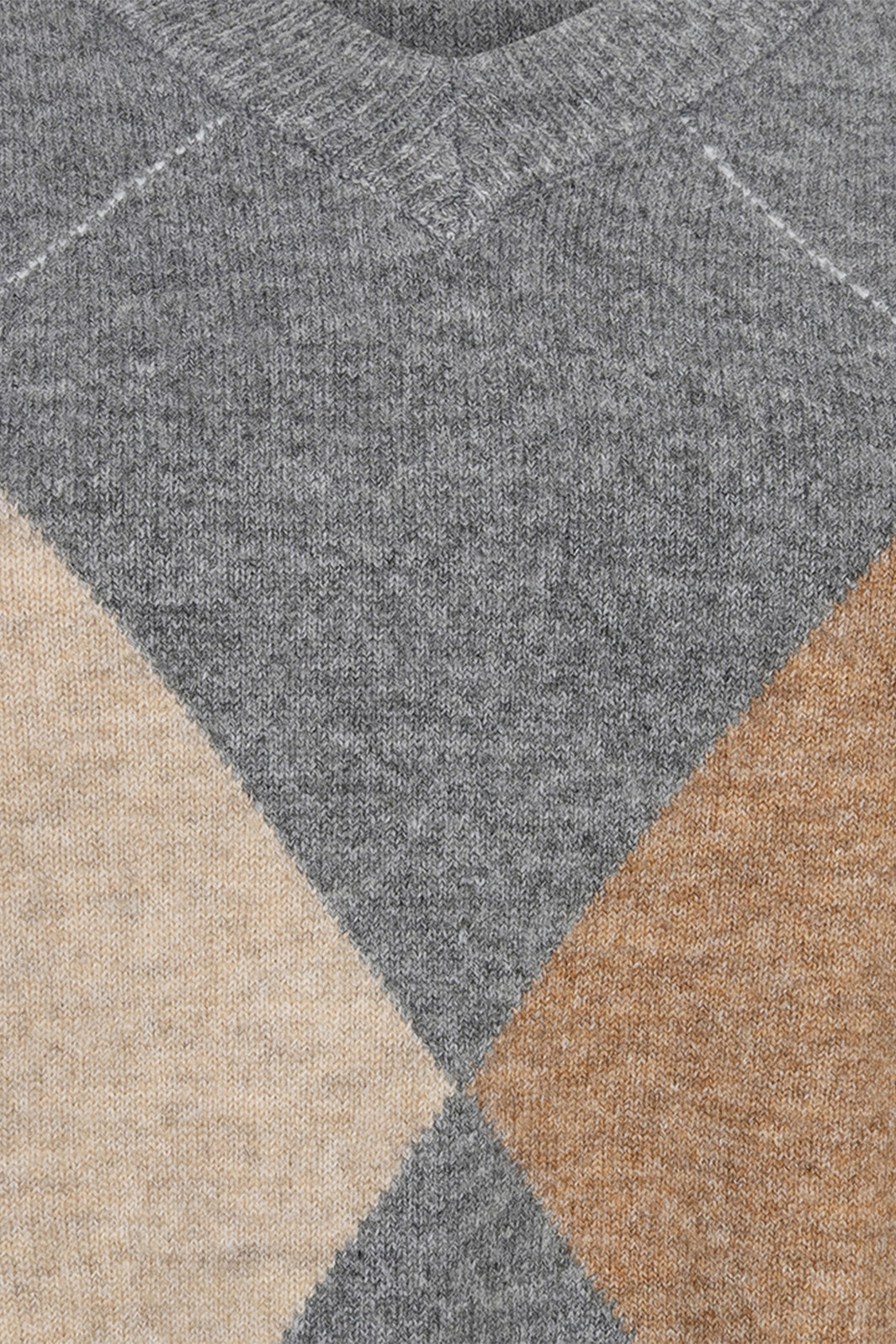 Esqualo 02550 Camel &amp; Grey Argyl Knit Jumper at Experience Boutique