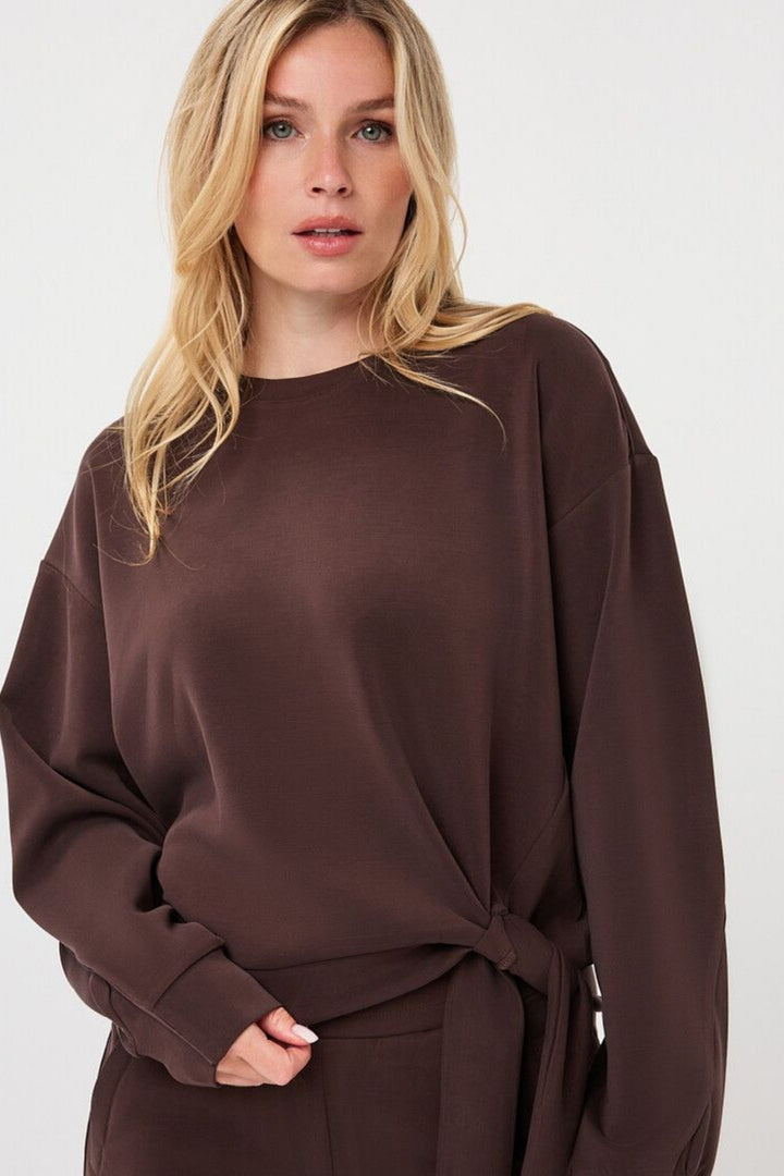Esqualo 05502 Cocoa Sport Luxe Tie Sweater