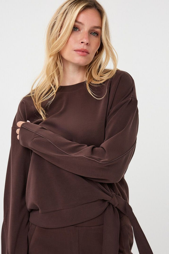 Esqualo 05502 Cocoa Sport Luxe Tie Sweater