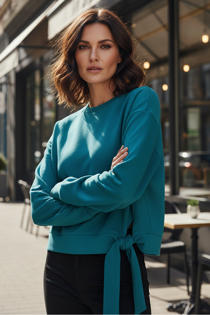Esqualo 05502 Lake Blue Tie Modal Jumper at Experience Boutique