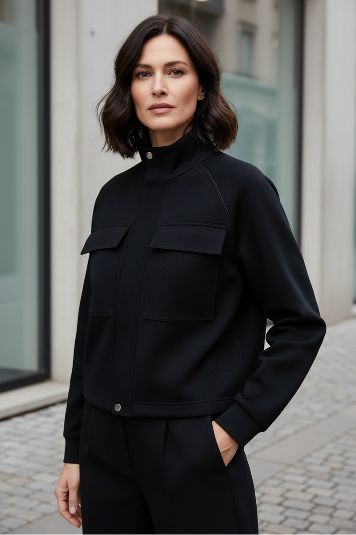 Esqualo 05504 Black Modal Sports Luxe Jacket at Experience Boutique