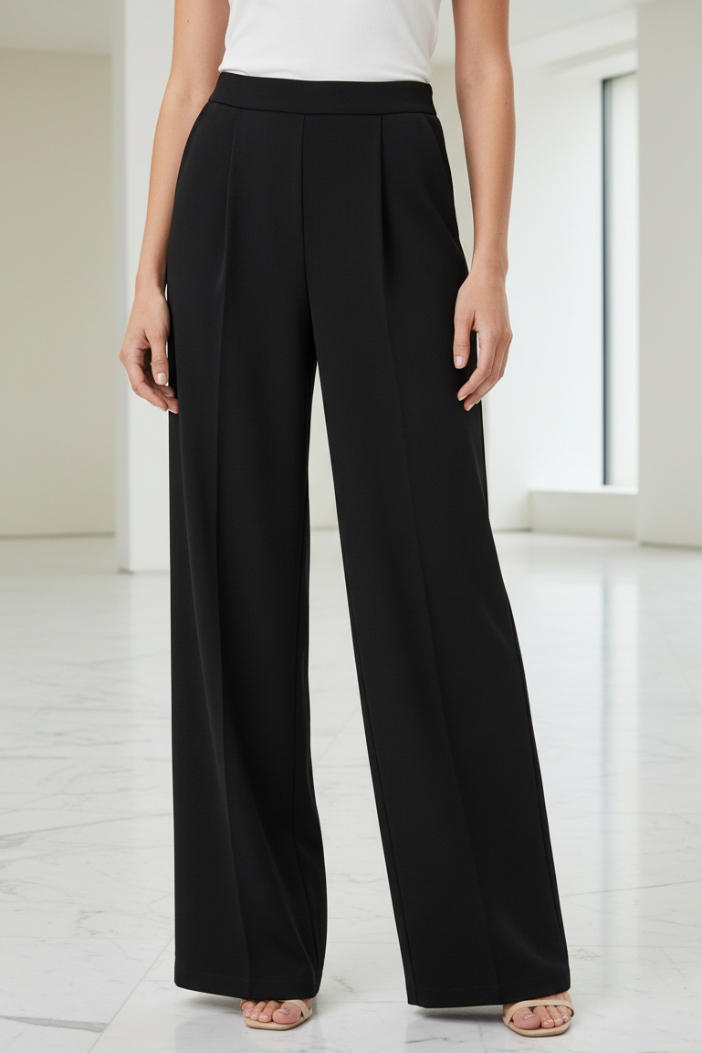 Esqualo 05505 Black Pleated Modal Trousers at Experience Boutique
