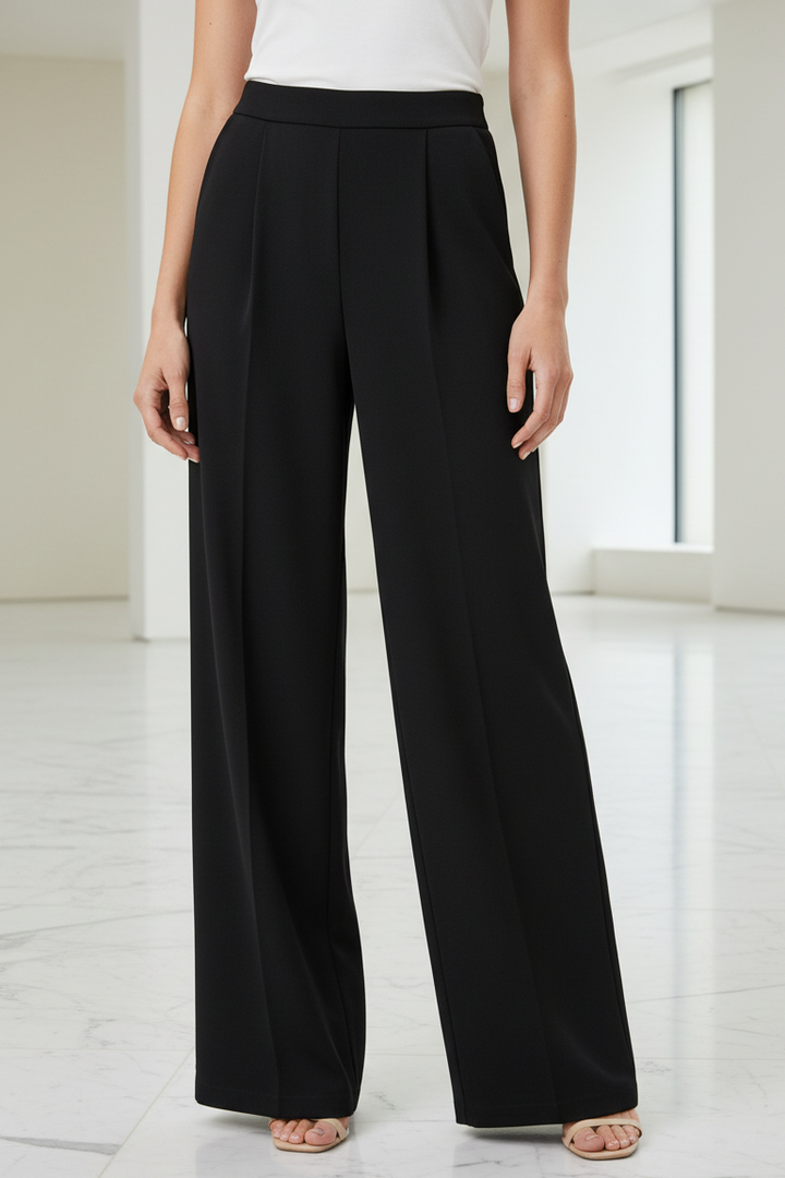 Esqualo 05505 Black Pleated Modal Trousers at Experience Boutique