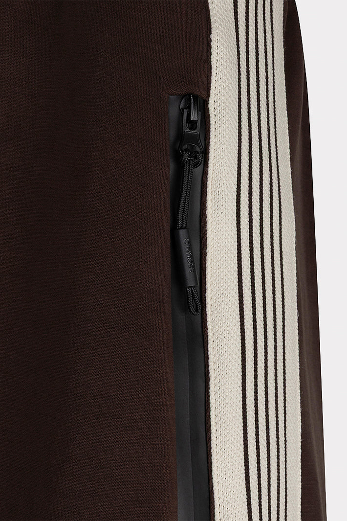 Esqualo 05506 Cacao Brown Pull-On Side Stripe Trousers at Experience Boutique