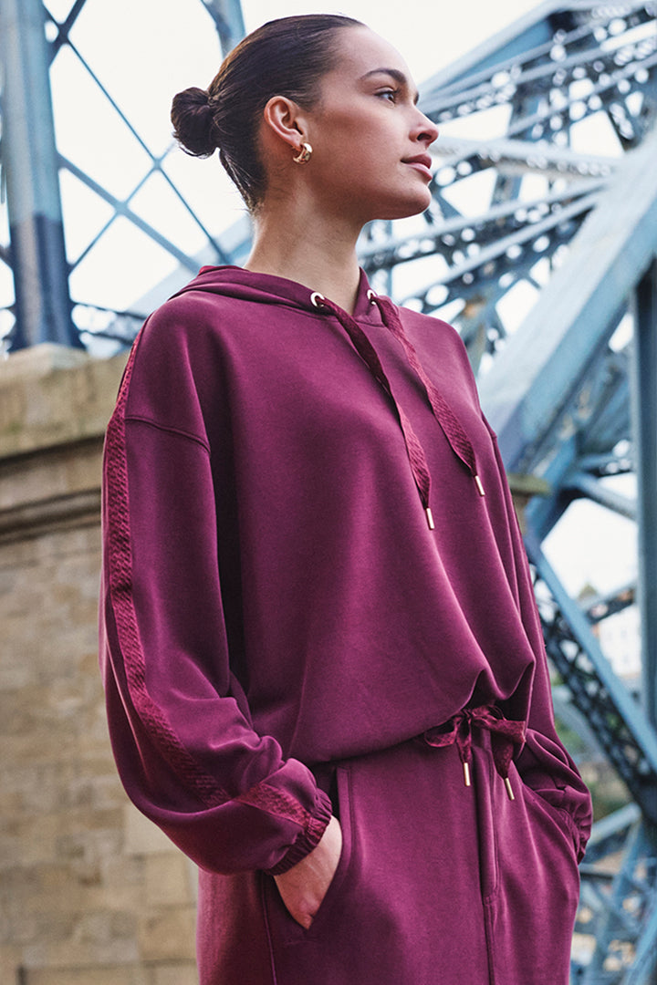Esqualo 05509 Merlot Sport Luxe Hooded Jumper at Experience Boutique