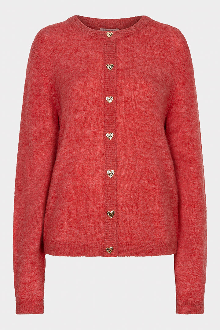 Esqualo 07510 Raspberry Heart Button Knitted Jumper at Experience Boutique