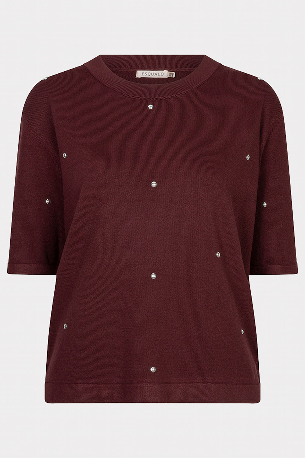 Esqualo 07516 Merlot Stud Detail Knitted Top at Experience Boutique