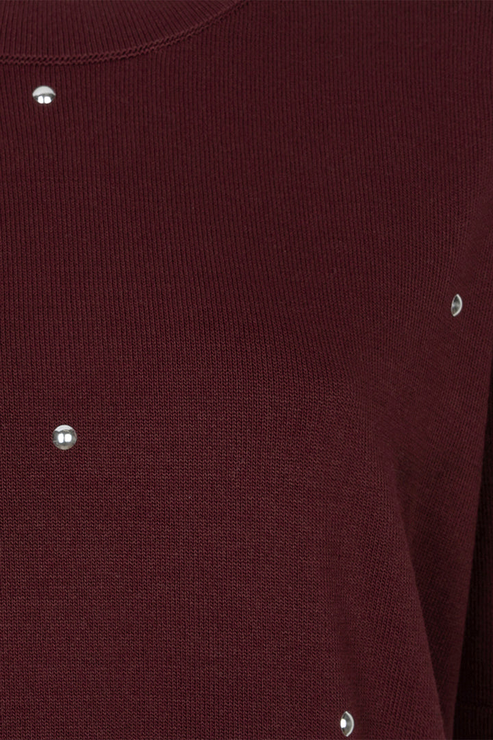 Esqualo 07516 Merlot Stud Detail Knitted Top at Experience Boutique