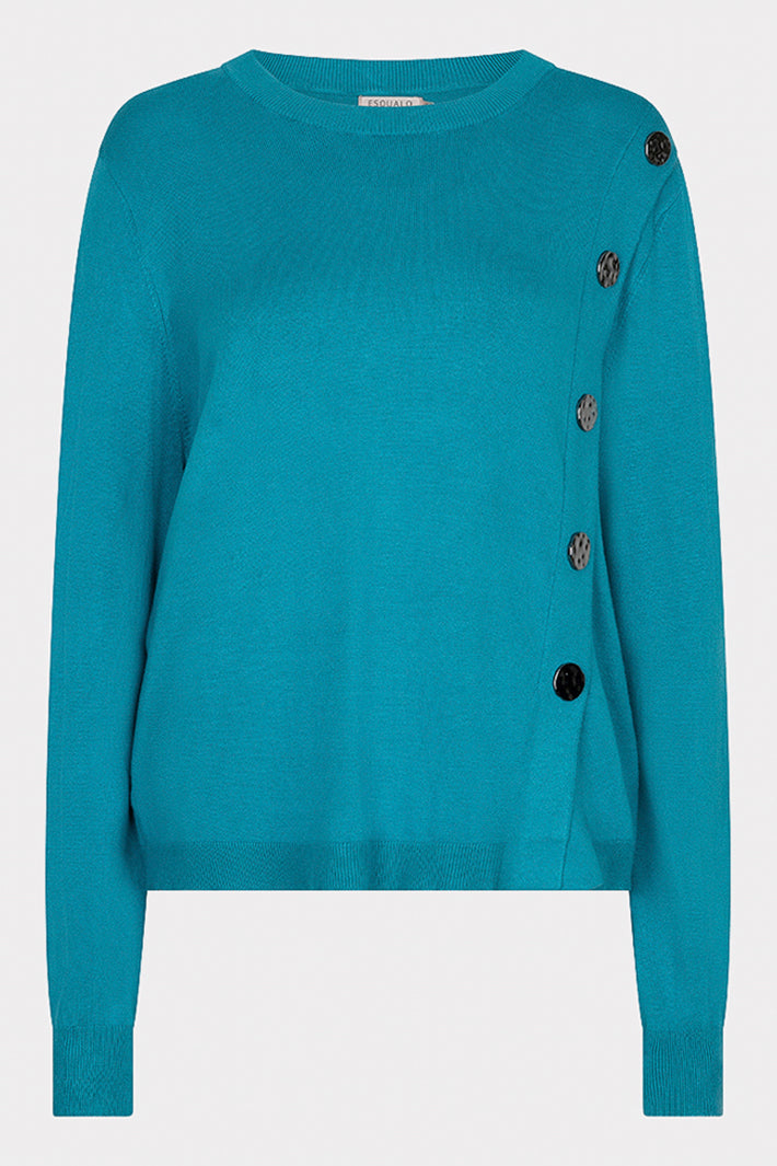 Esqualo 07545 Lake Blue Button Detail Jumper at Experience Boutique