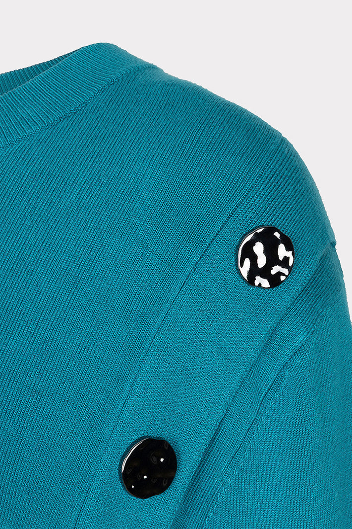 Esqualo 07545 Lake Blue Button Detail Jumper at Experience Boutique