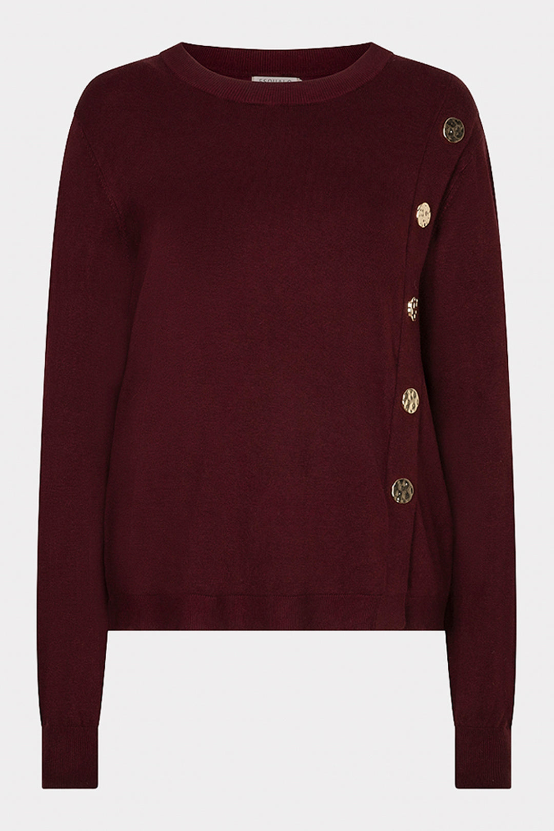 Esqualo 07545 Merlot Red Button Detail Jumper, front