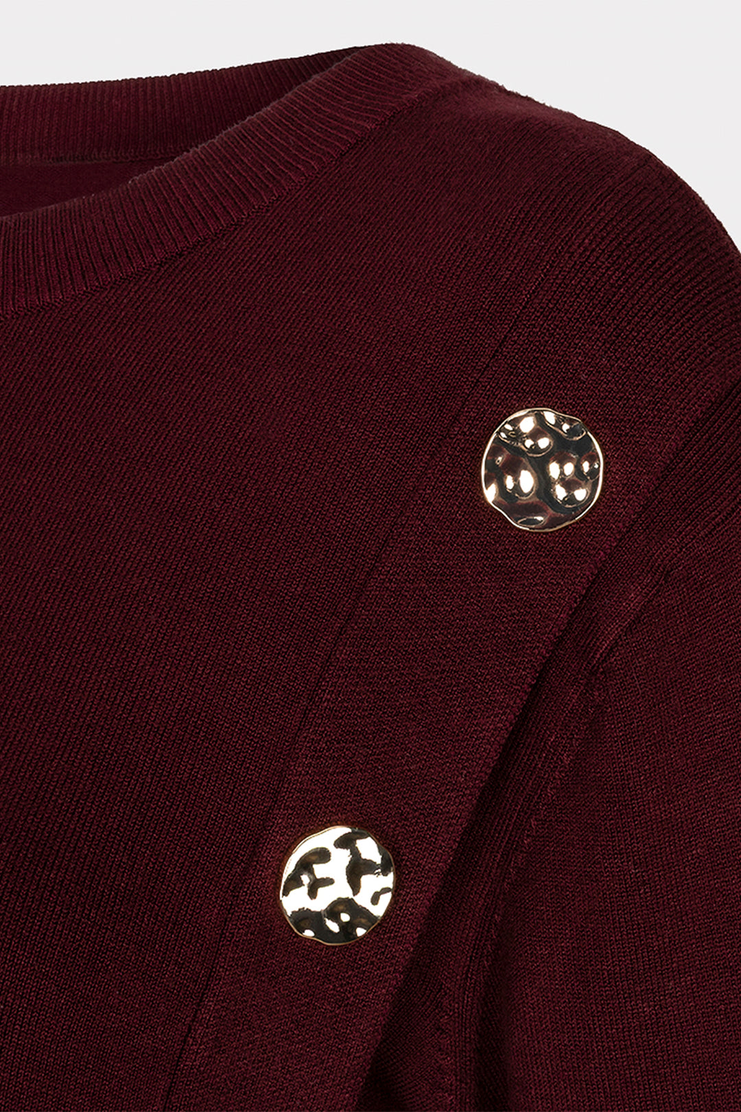 Esqualo 07545 Merlot Red Button Detail Jumper, detail