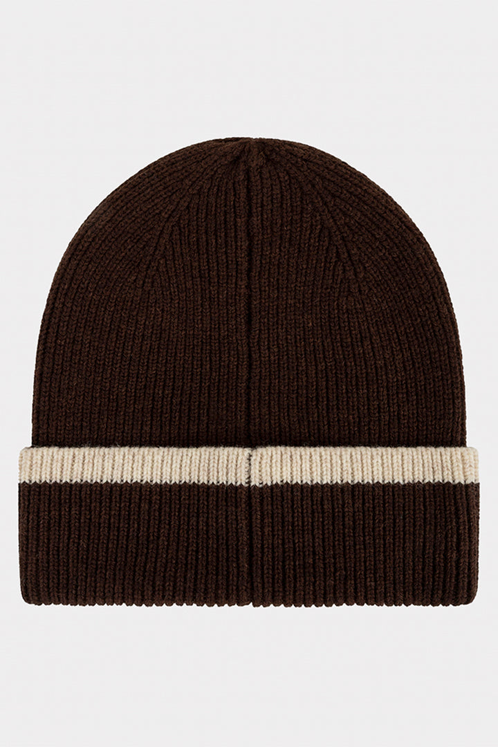 Esqualo 07551 Cacao Brown &amp; Cream Knitted Hat, detail