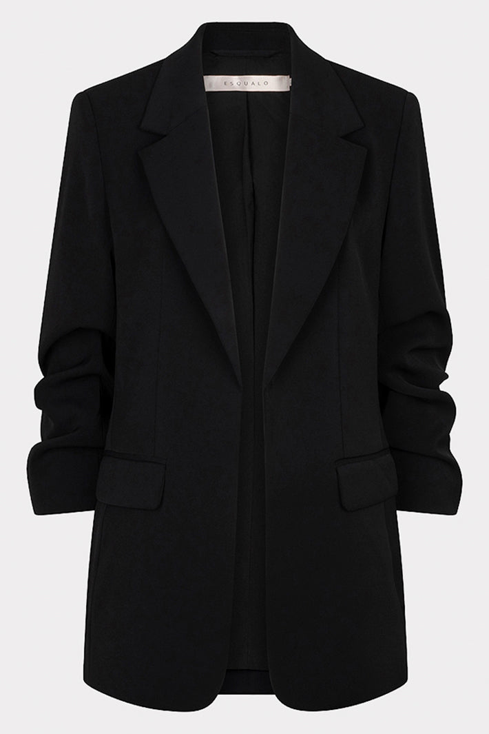Esqualo 10501 Black Ruched Sleeve Blazer at Experience Boutique