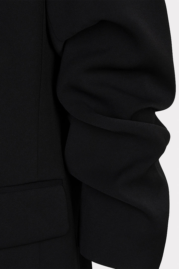 Esqualo 10501 Black Ruched Sleeve Blazer at Experience Boutique