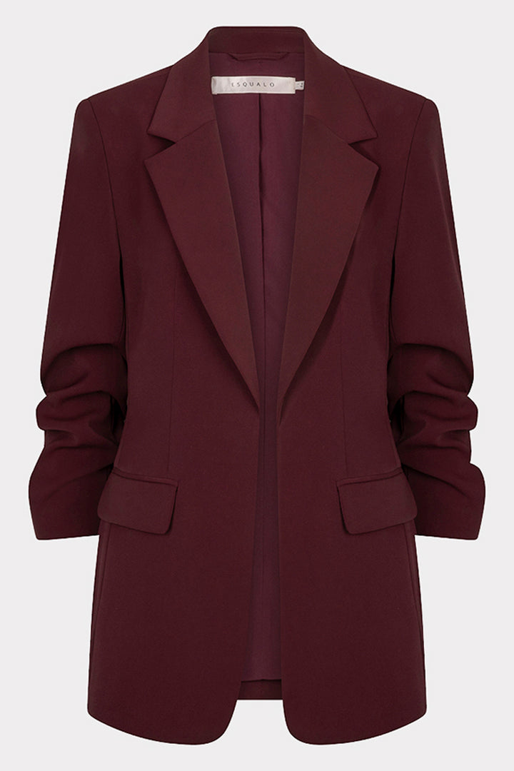 Esqualo 10501 Merlot Ruched Sleeve Blazer at Experience Boutique