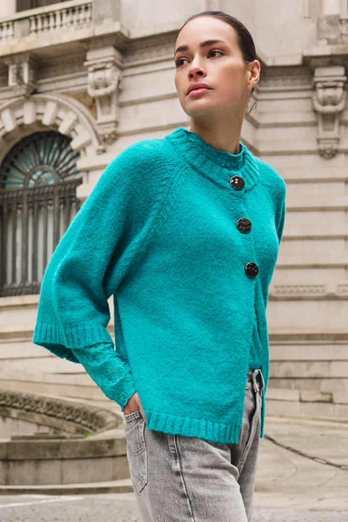 Esqualo 18500 Lake Blue Cardigan at Experience Boutique