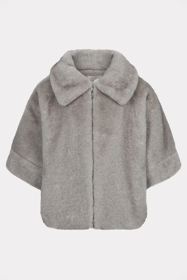 Esqualo 37500 Grey Mink Faux Fur Coat at Experience Boutique