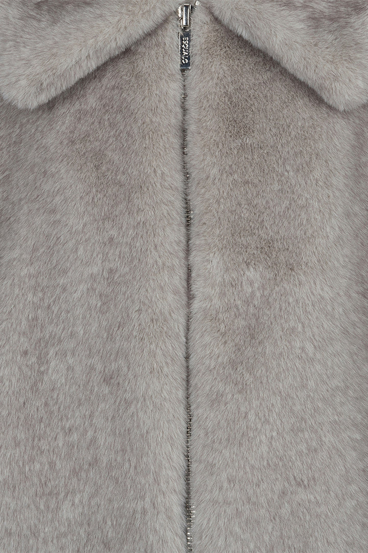Esqualo 37500 Grey Mink Faux Fur Coat at Experience Boutique