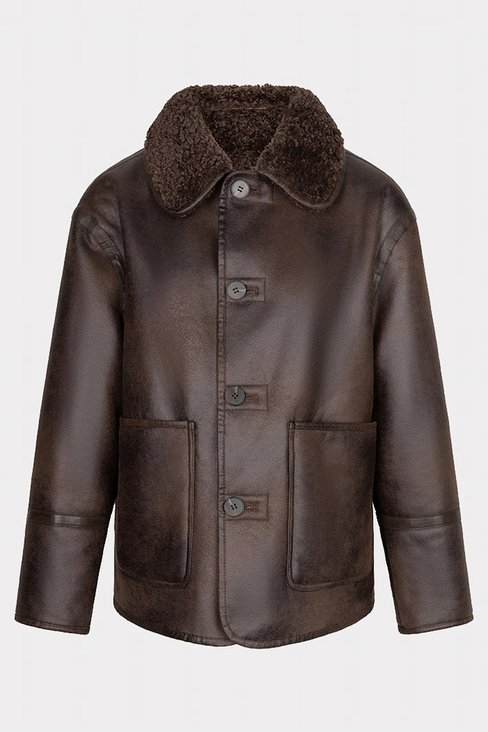 Esqualo 37509 Cacao Reversible Teddy Coat at Experience Boutique
