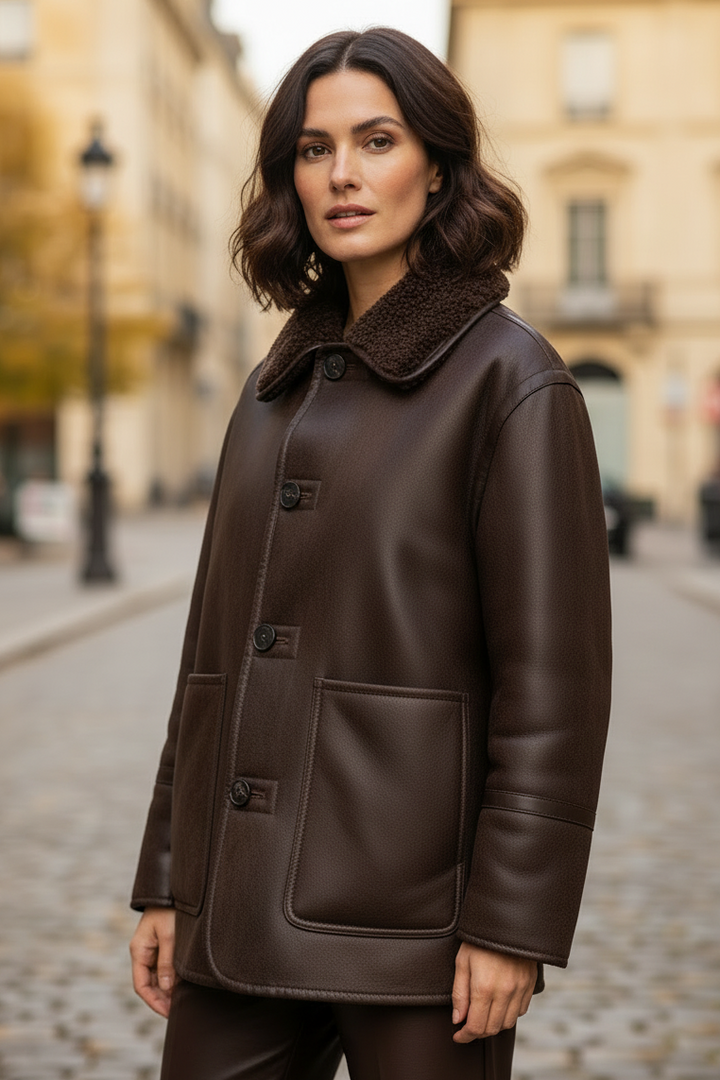 Esqualo 37509 Cacao Reversible Teddy Coat