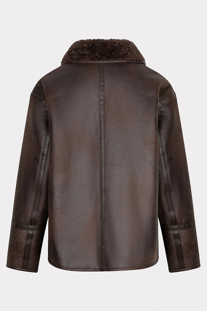 Esqualo 37509 Cacao Reversible Teddy Coat at Experience Boutique
