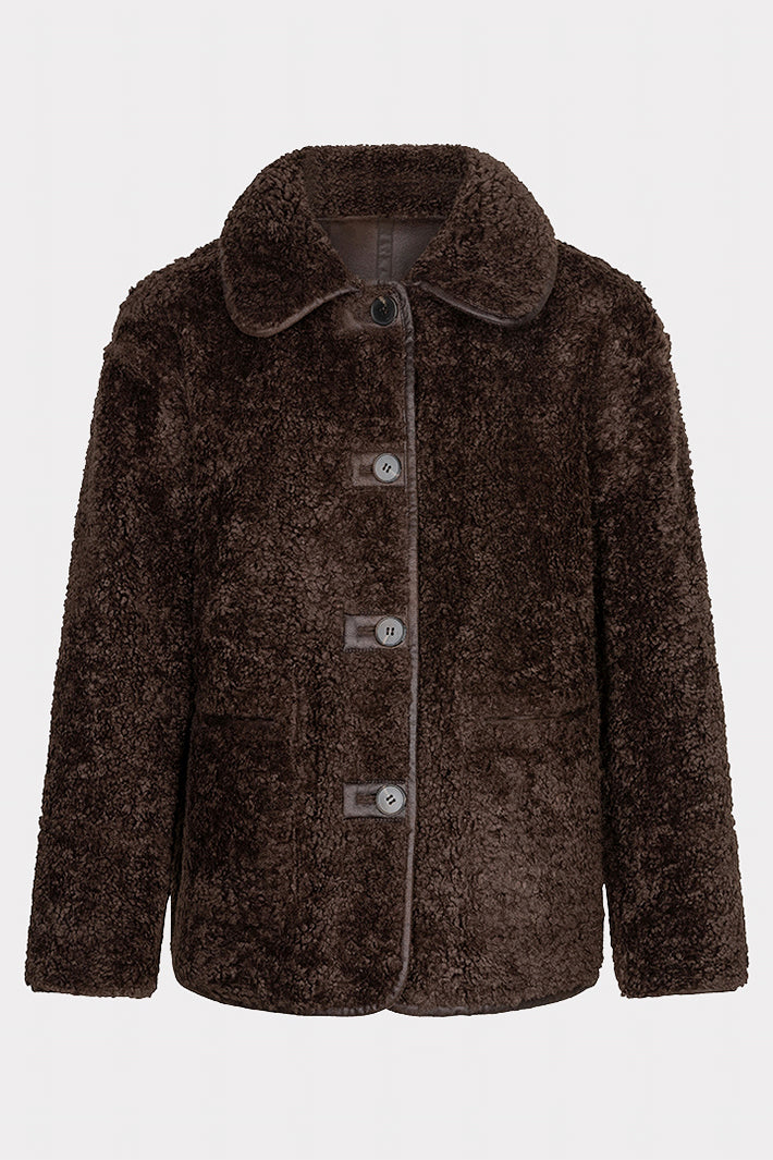 Esqualo 37509 Cacao Reversible Teddy Coat at Experience Boutique