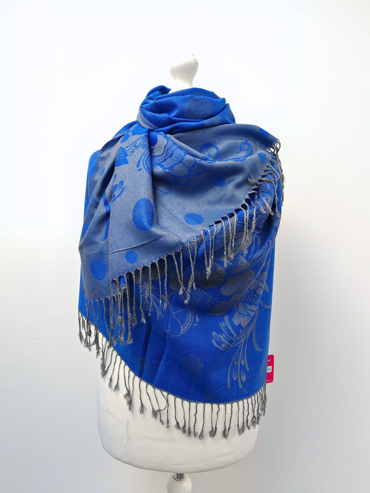 Royal Blue Swirl Super Soft Pashmina Scarf Shawl Wrap