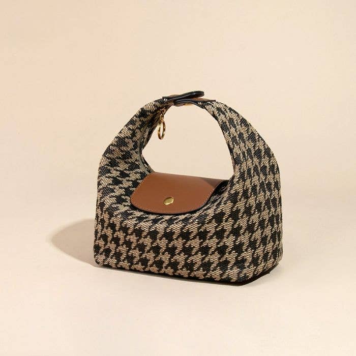 Brown Dogtooth Mini Tote Bag