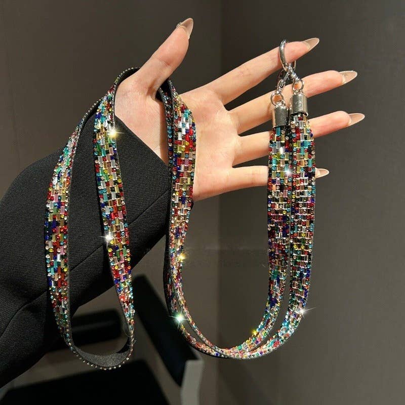 Multi Crystal Rhinestone Phone Lanyard Strap Chain
