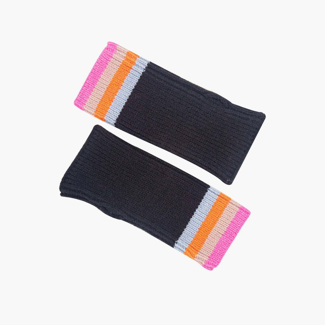 Black Rainbow Stripe Wrist Warmers