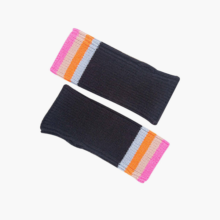 Black Rainbow Stripe Wrist Warmers
