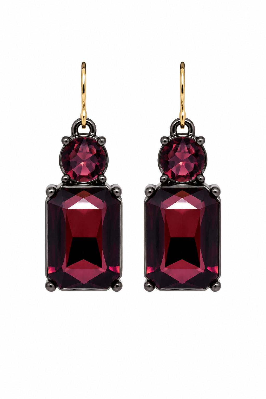 Twin Gem Earring in Burgundy &amp; Chocolate Brown