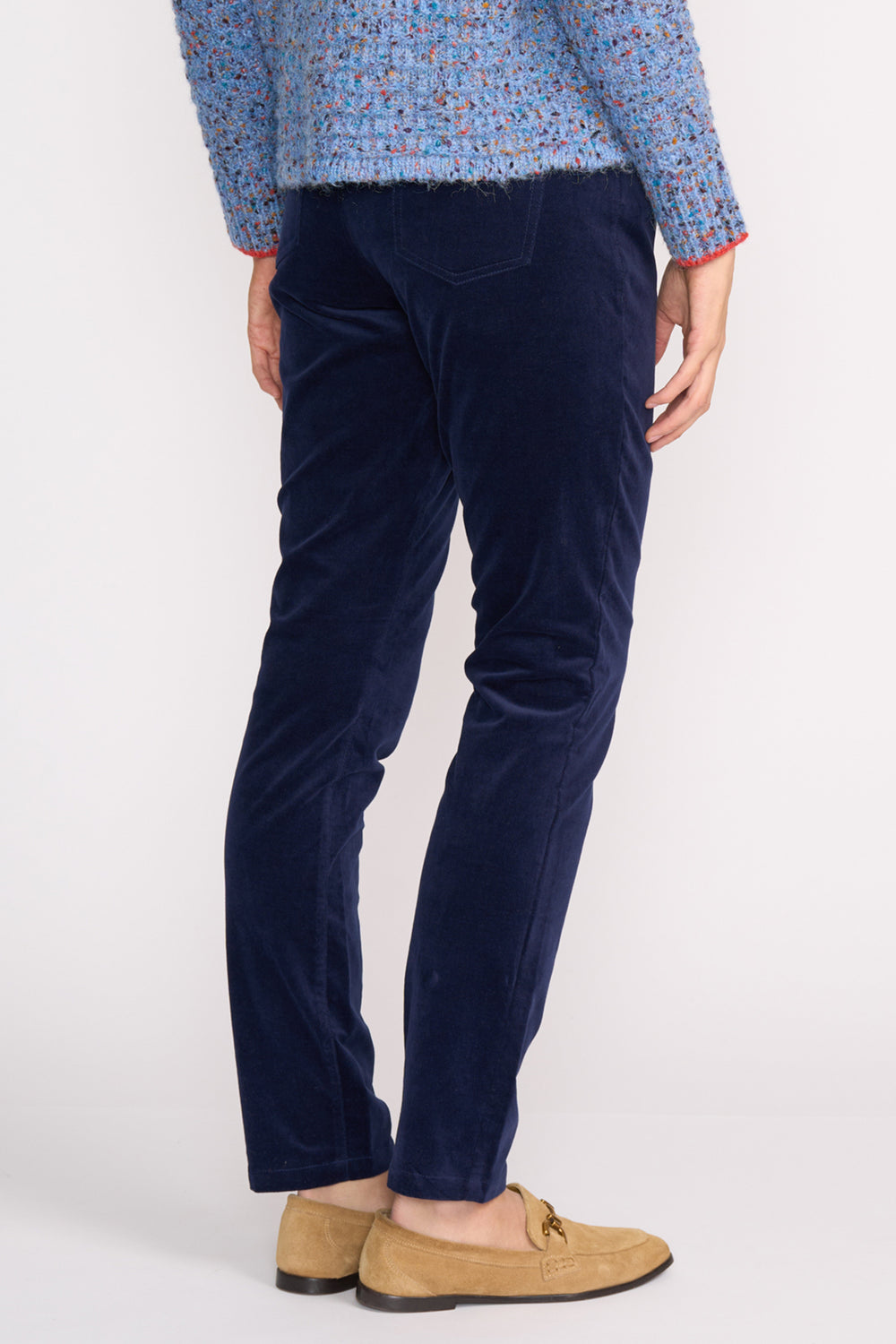 Foil FO6854 Of Your Own Accord Mallard Navy Velvet Trousers at Experience Boutique