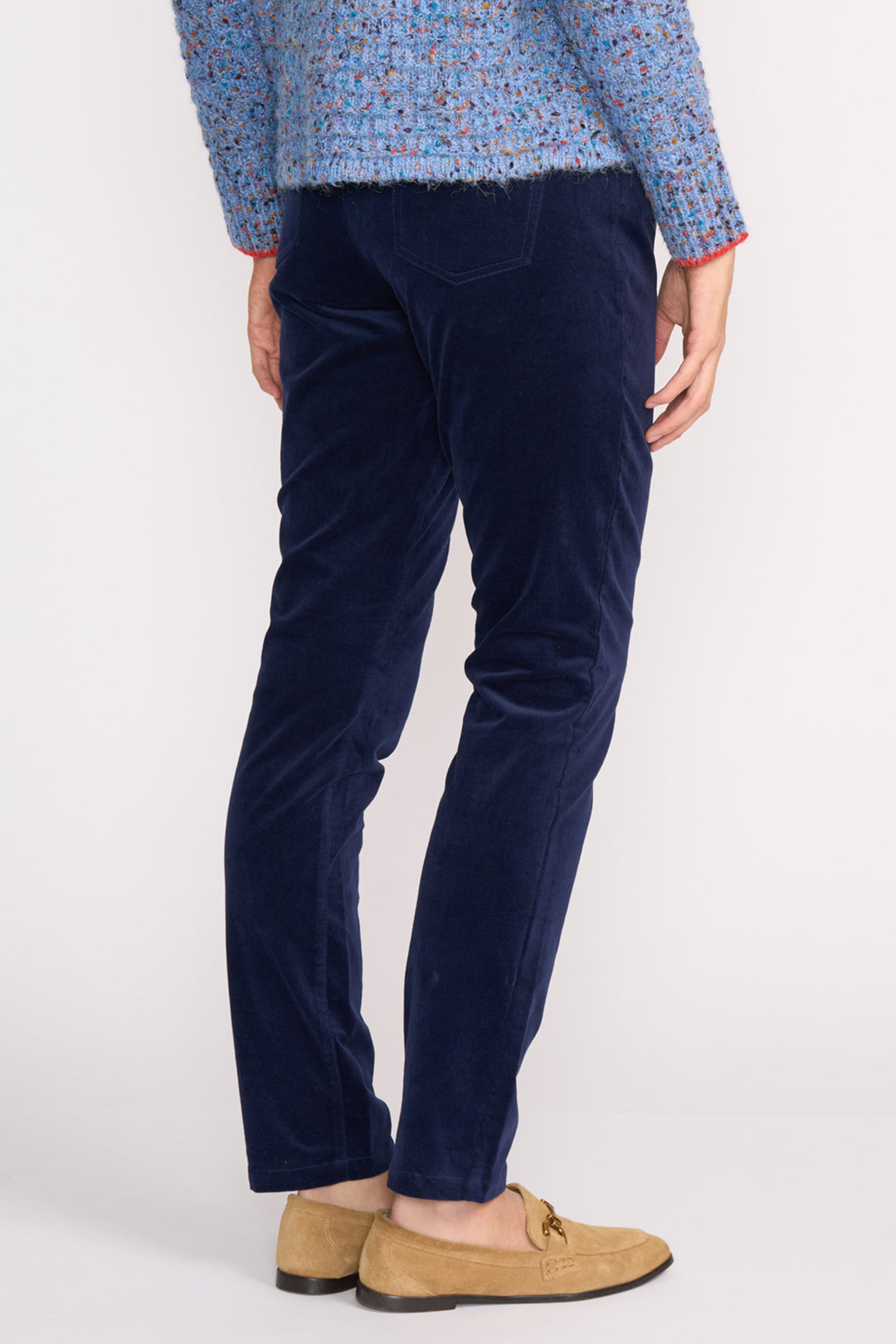 Foil FO6854 Of Your Own Accord Mallard Navy Velvet Trousers at Experience Boutique