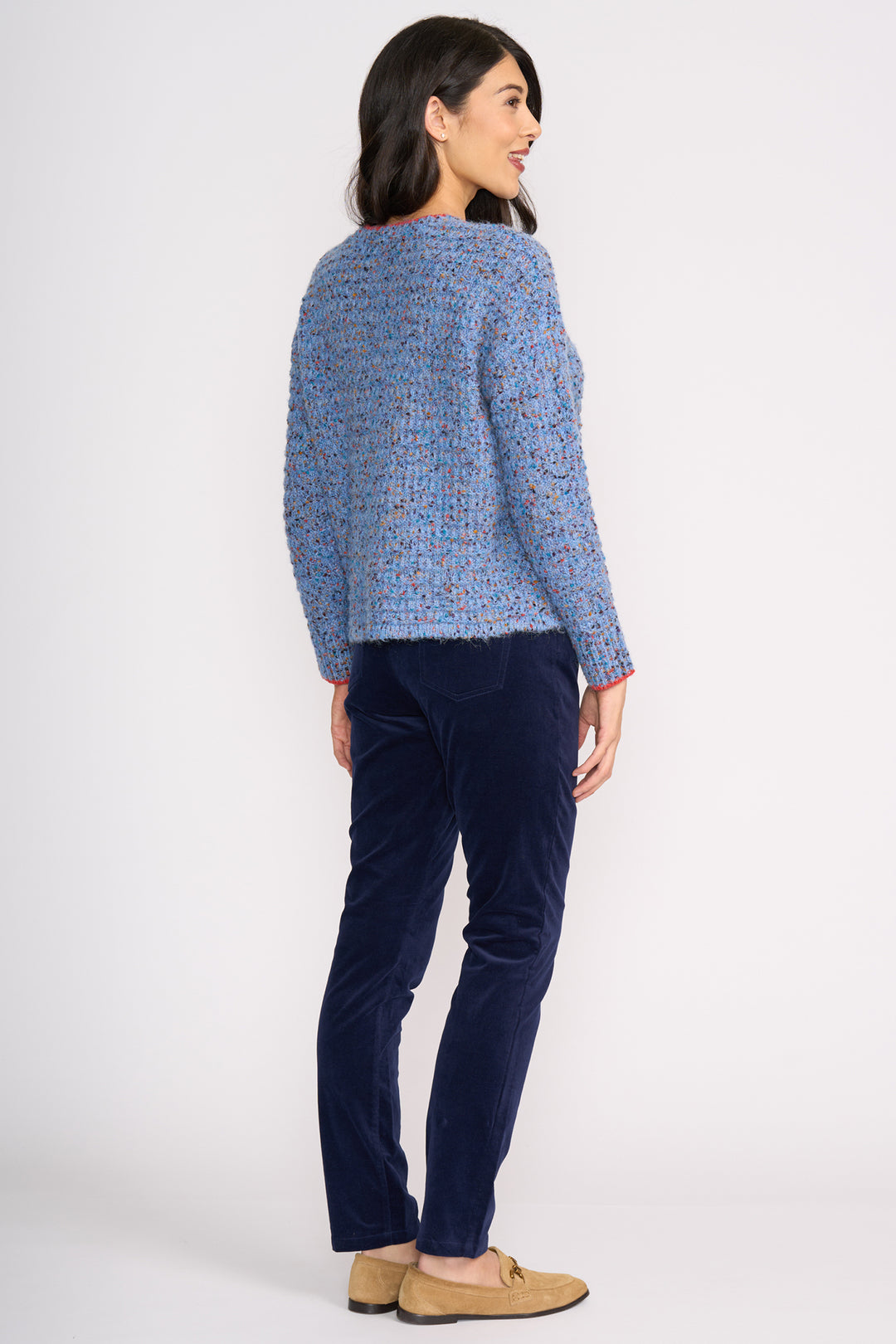 Foil FO6854 Of Your Own Accord Mallard Navy Velvet Trousers at Experience Boutique