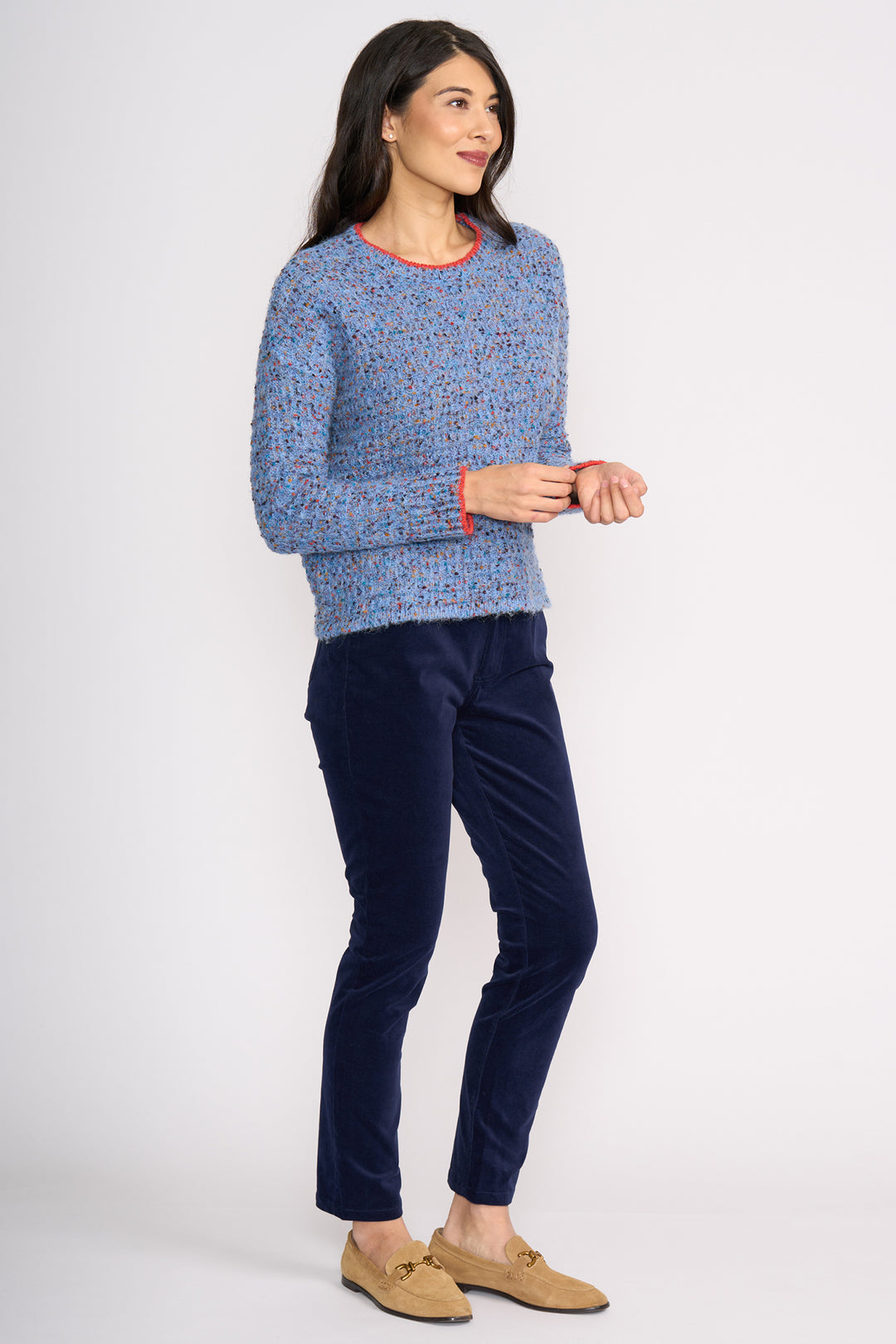Foil FO6854 Of Your Own Accord Mallard Navy Velvet Trousers at Experience Boutique