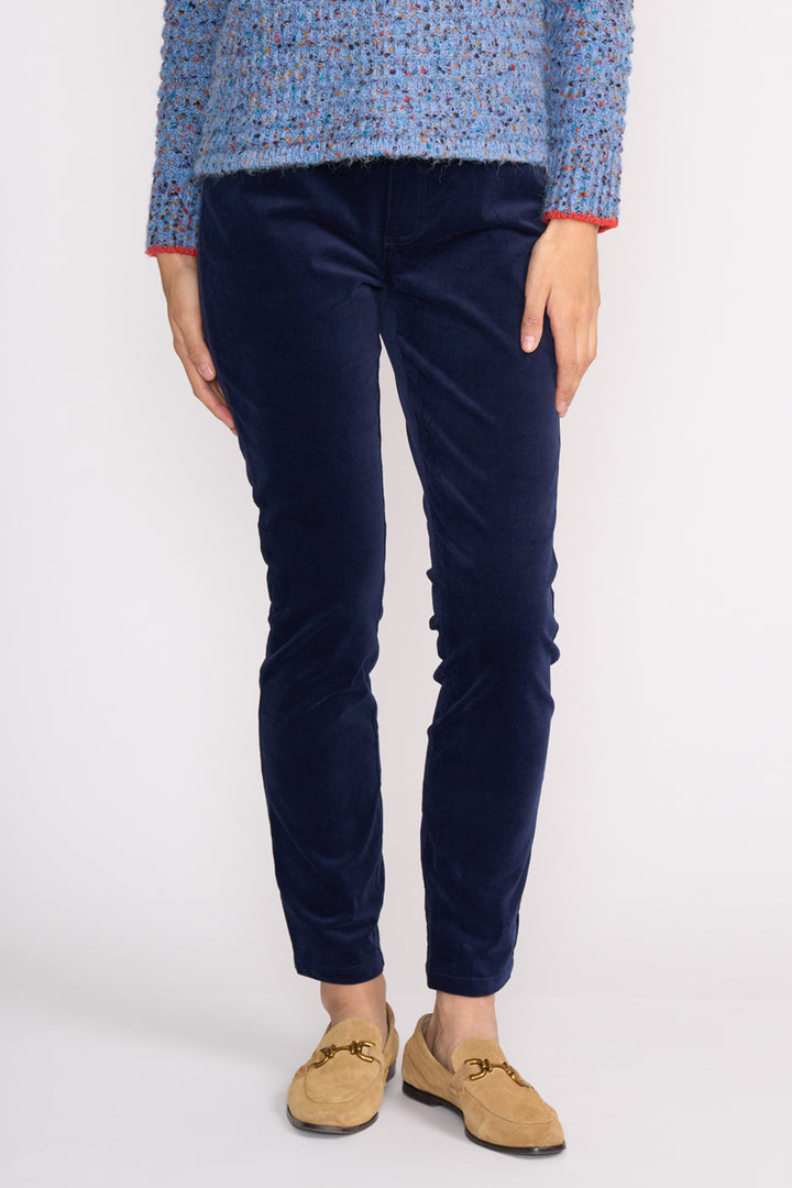Foil FO6854 Of Your Own Accord Mallard Navy Velvet Trousers at Experience Boutique