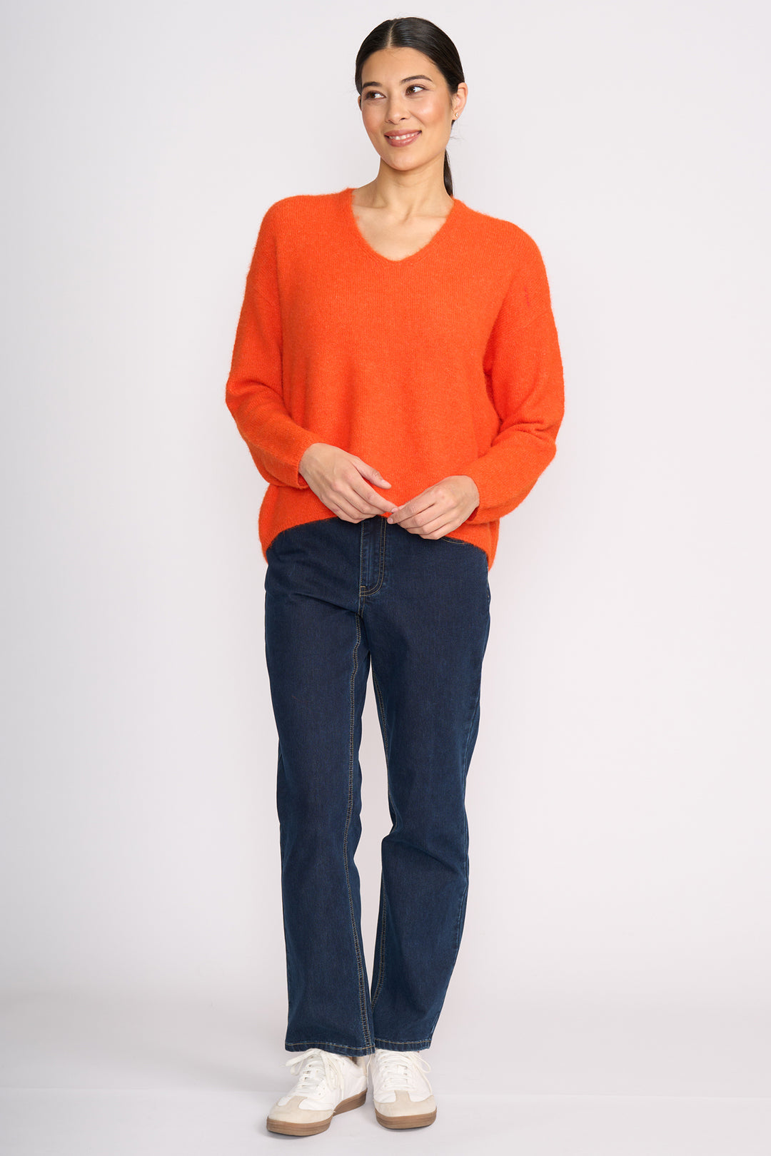 Foil FO8075 Electric Orange V-Neck Jumper at Experience Boutique